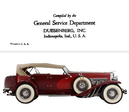 Duesenberg Model J Owner's Instruction Book